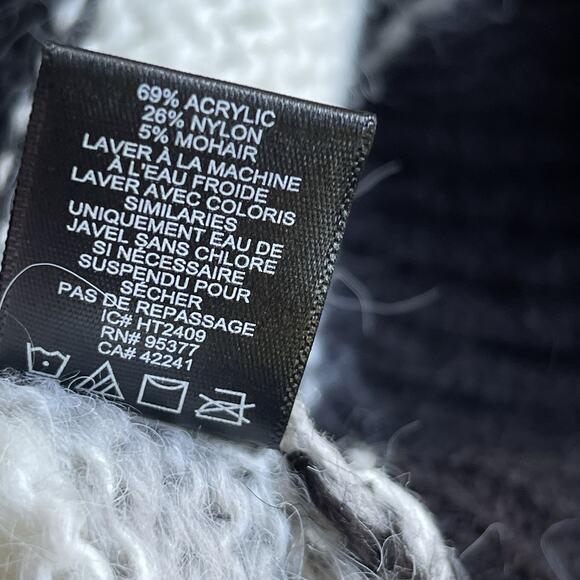 Sanctuary Womens Sweater XXL Black White Striped Eyelash Pullover Mohair - Picture 6 of 9